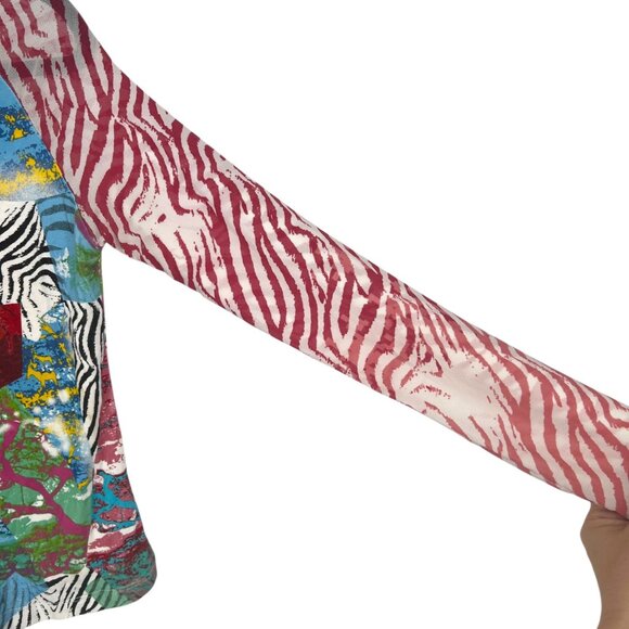 Faust Vintage Zebra Beaded Fringe Rainbow V-Neck Long Sleeve Top Size 42 US 12 - Picture 5 of 12